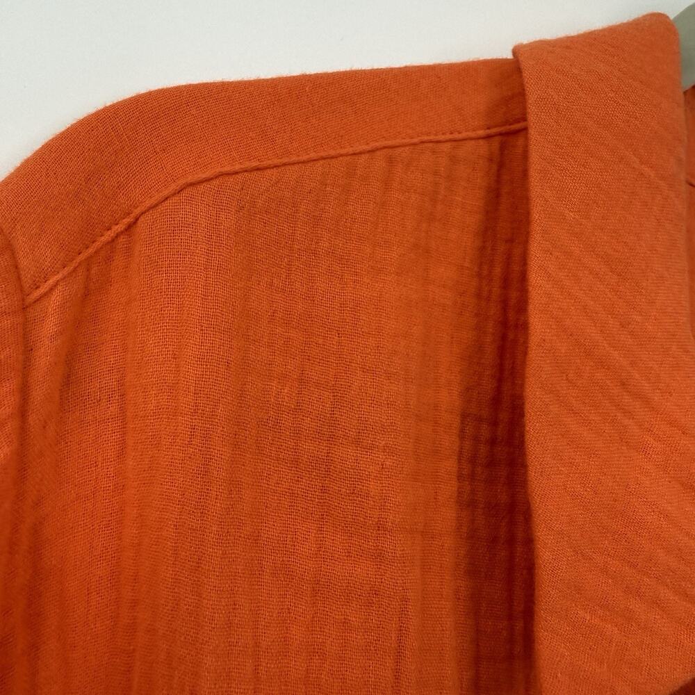 Soft Surroundings 3X Gauze Top Button Up V Neck Long Sleeve Orange Cotton - Picture 6 of 9